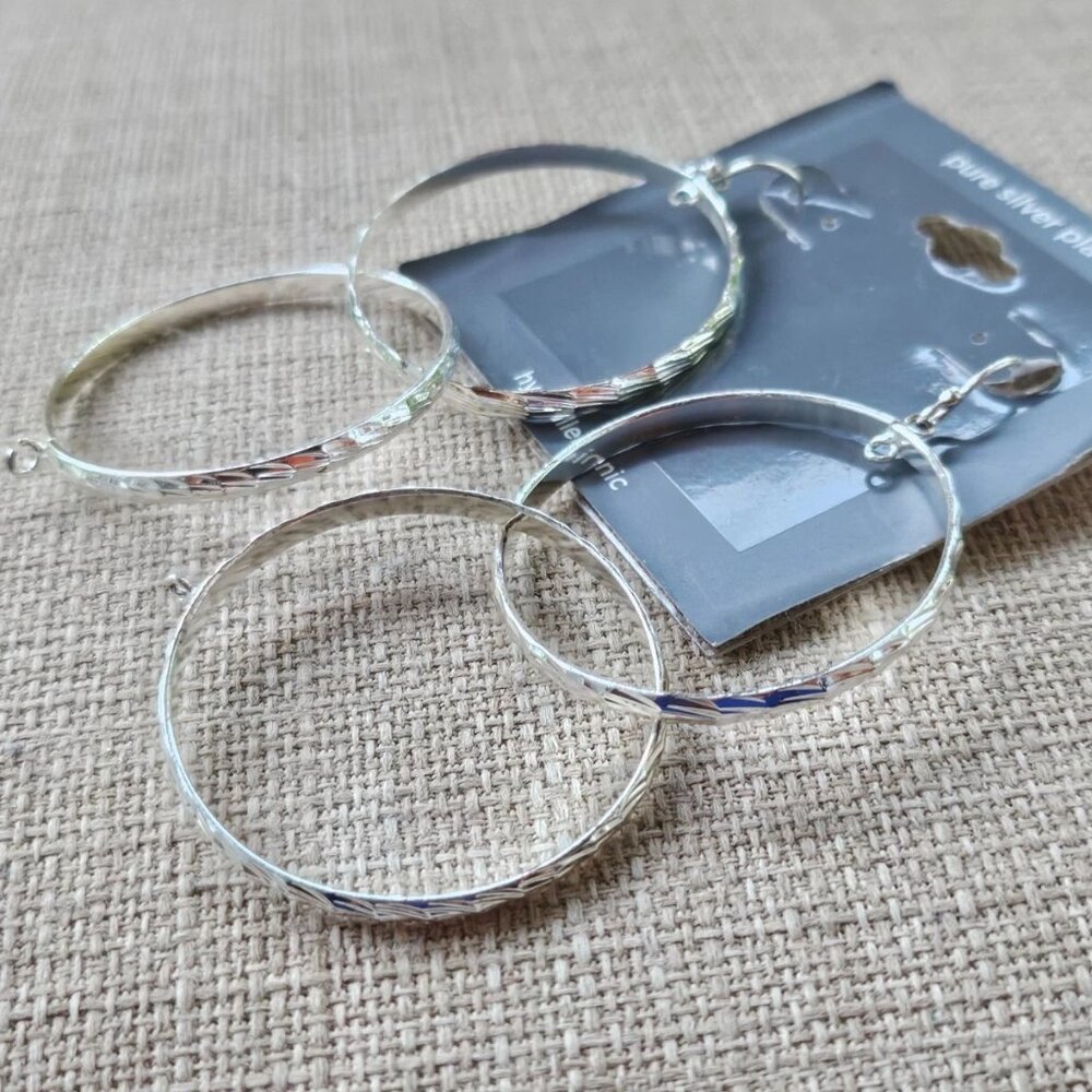 Women Earrings Pure Silver Plated Double Loop Hoop Fashion Earrings Jewelry